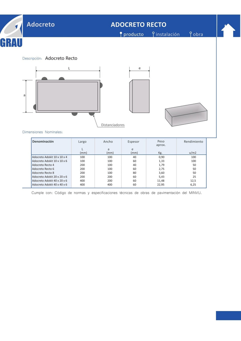 Adocreto®️ recto 6 Agravista Maipo (co)